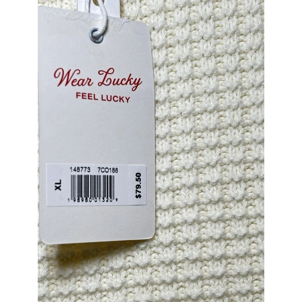 NWT Lucky Brand Women's Knit Sleeveless Sweater Pullover Size XL Cream Textured - Picture 2 of 7